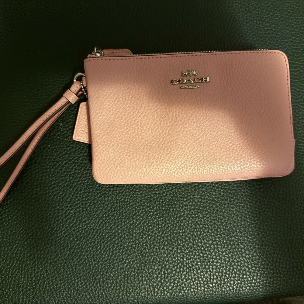 Coach Pink Pebbled Leather Clutch Wristlet